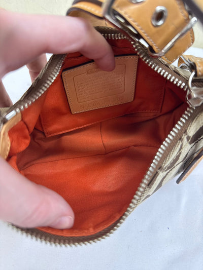 VTG Coach 6362 Brown Sig Logo Canvas Hamptons Mini Purse Bag AS IS