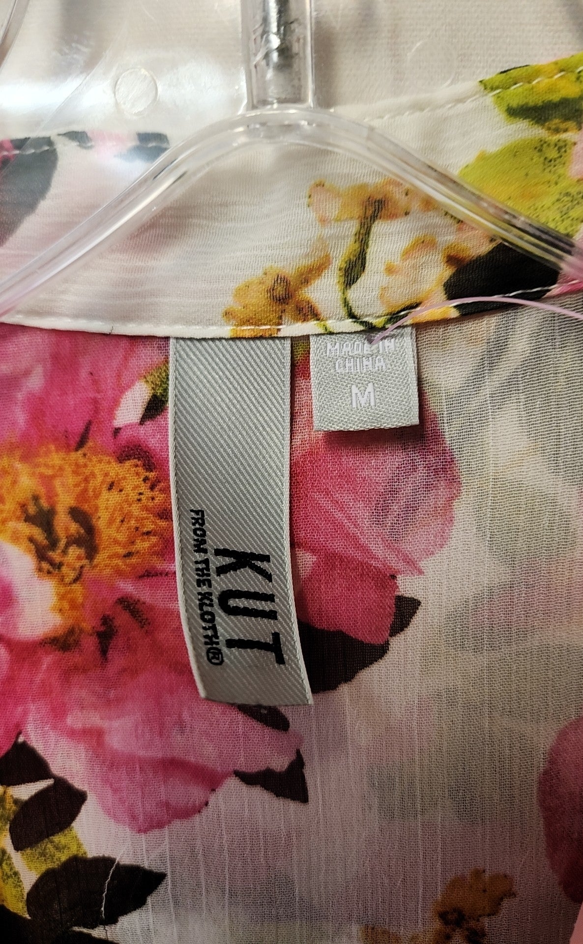 Kut from the Kloth Women's Size M Pink Floral Long Sleeve Top