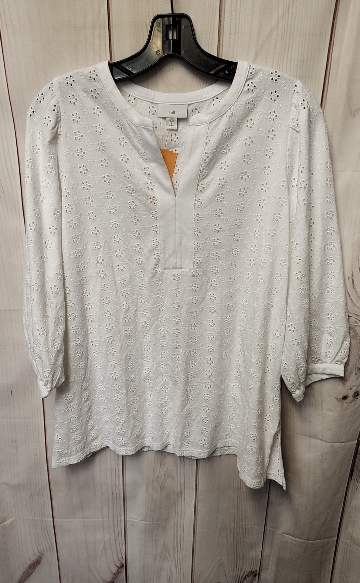 J Jill Women's Size S Petite White 3/4 Sleeve Top