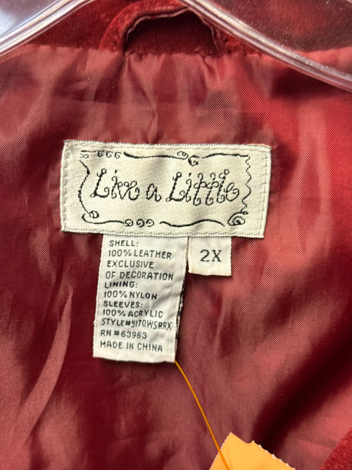 Live A Little Women's Size 3X Red Leather Jacket