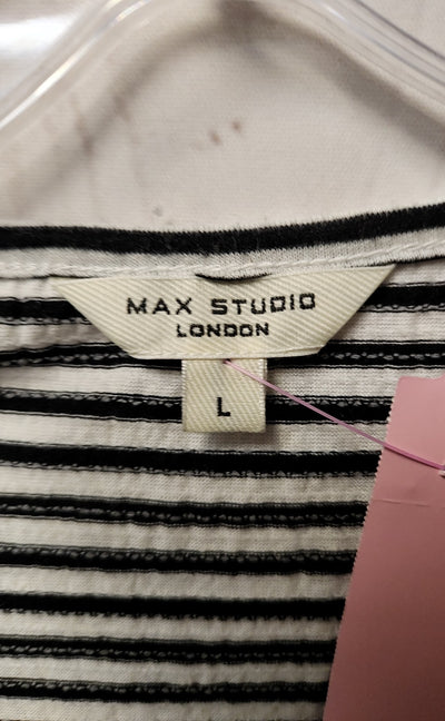 Max Studio Women's Size L White & Black Short Sleeve Top