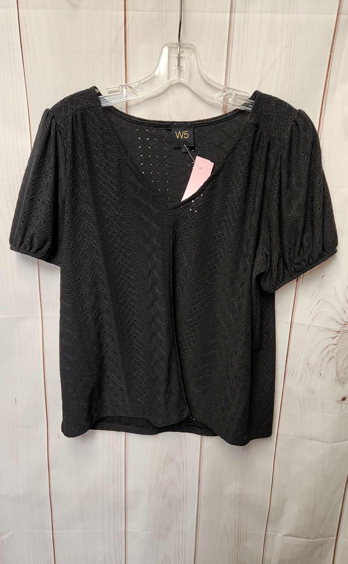 W5 Women's Size L Black Short Sleeve Top