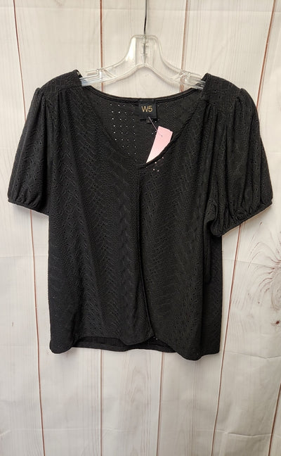 W5 Women's Size L Black Short Sleeve Top