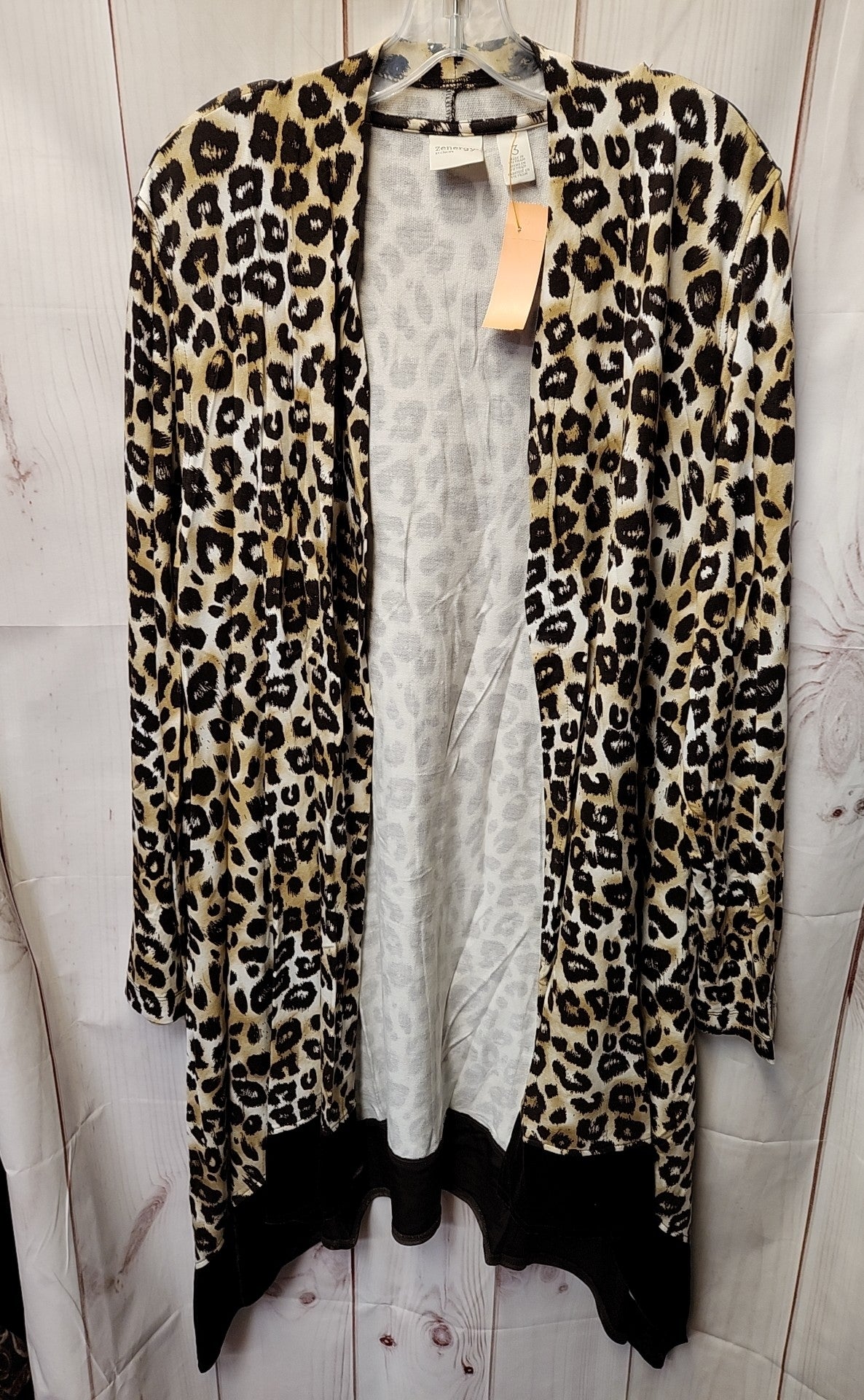 NWT Zenergy - Chico's Women's Size 3 = US XL Brown Animal Print Cardigan