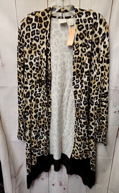 NWT Zenergy - Chico's Women's Size 3 = US XL Brown Animal Print Cardigan