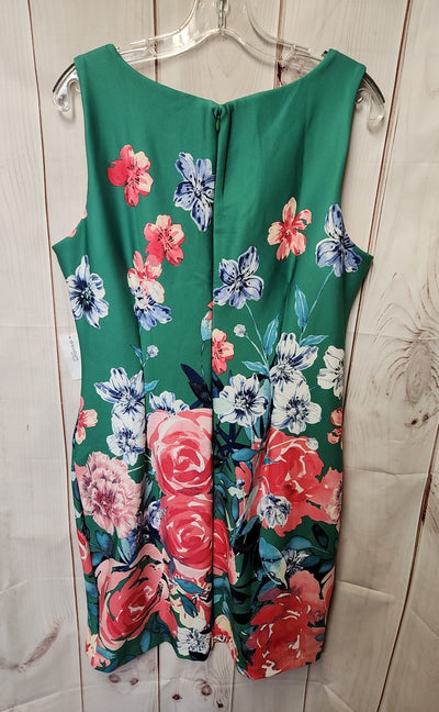 NWT Roz & Ali Women's Size 16 Petite Green Floral Dress