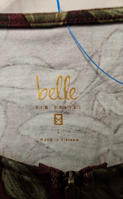 Belle by Kim Gravel Women's Size L Maroon Floral Long Sleeve Top