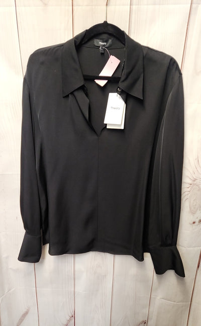 NWT Theory Women's Size L Black Long Sleeve Top