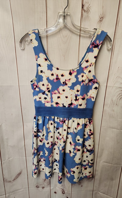 Three pink hearts Women's Size S Blue Floral Dress