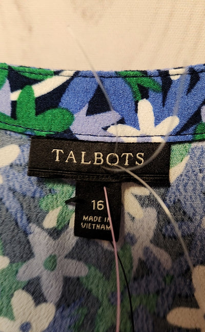 NWT Talbots Women's Size 16 Blue Floral Dress