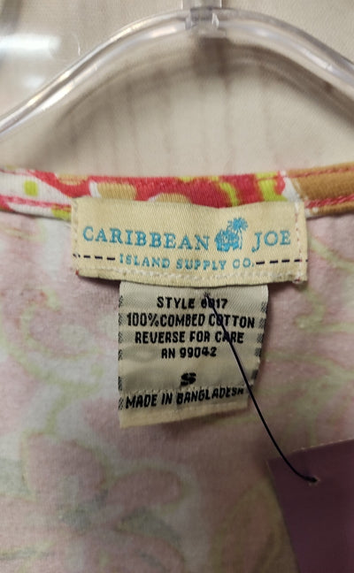 Caribbean Joe Women's Size S Green & Pink Short Sleeve Top