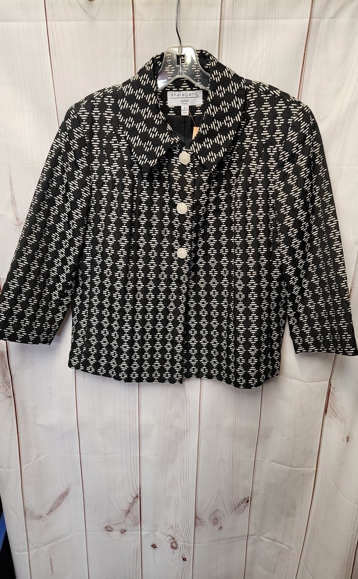 Sharagano Women's Size 16 Black & White Jacket