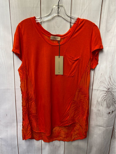 NWT Language Women's Size S Orange Short Sleeve Top