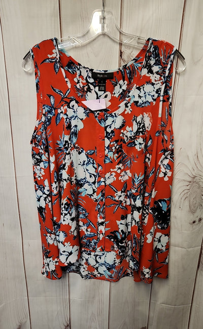 Style & Co Women's Size L Red Floral Sleeveless Top