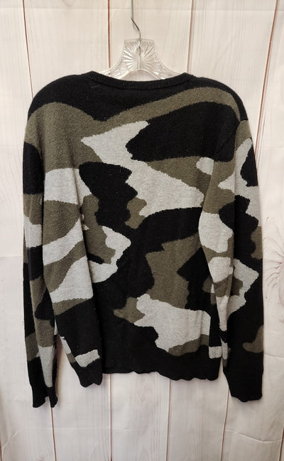 Magaschoni Women's Size L Black & Gray Cashmere Camo Sweater
