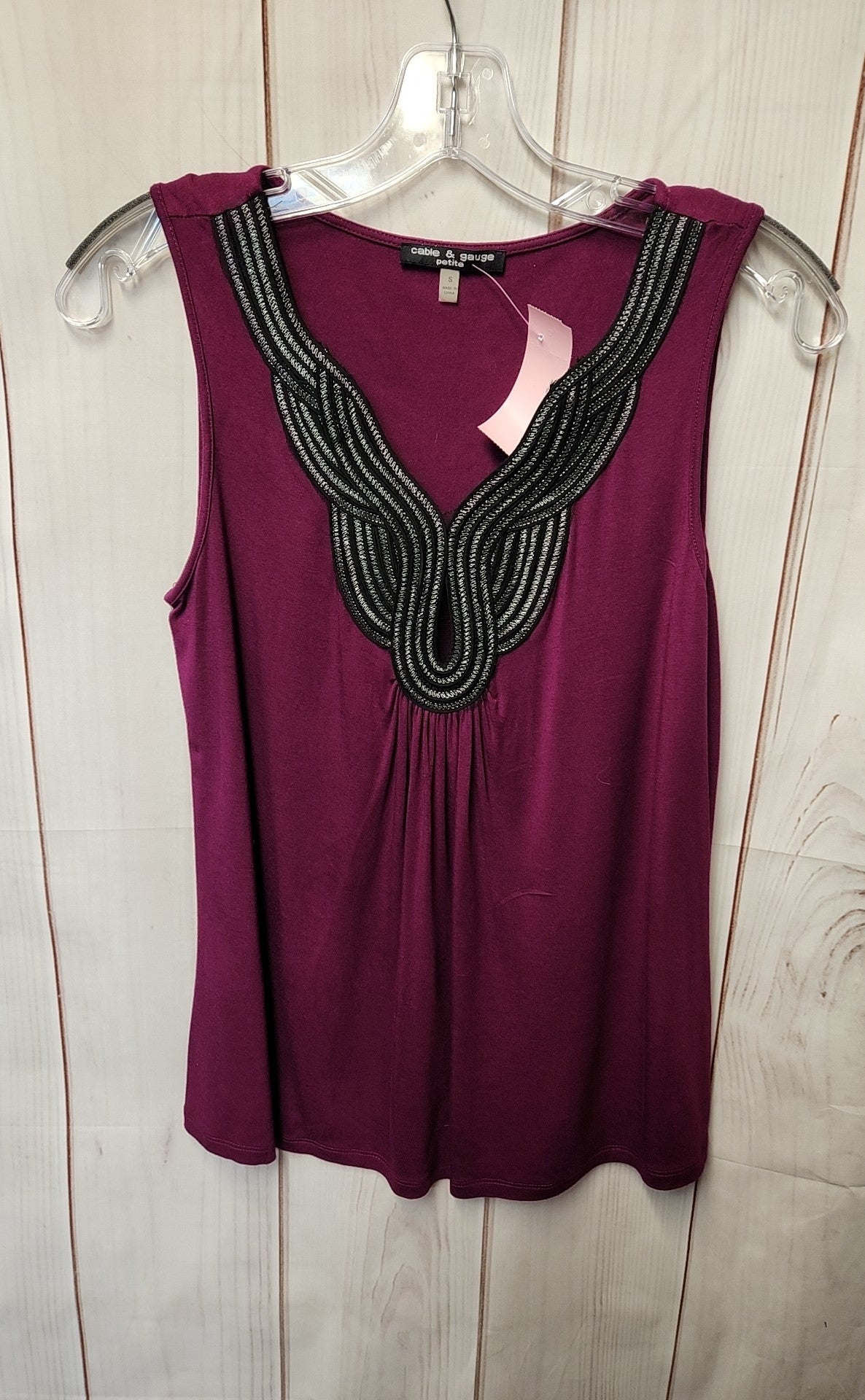 Cable & Gauge Women's Size S Petite Purple Sleeveless Top