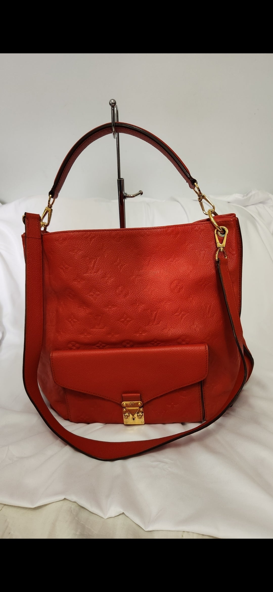 COA Louis Vuitton Red Leather Monogram Empreinte Metis Hobo Bag Purse Shoulder