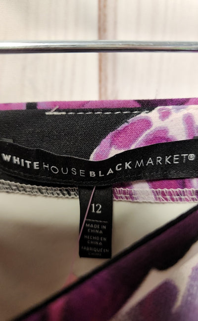 White House Black Market Women's Size 12 White & Black Floral Skirt