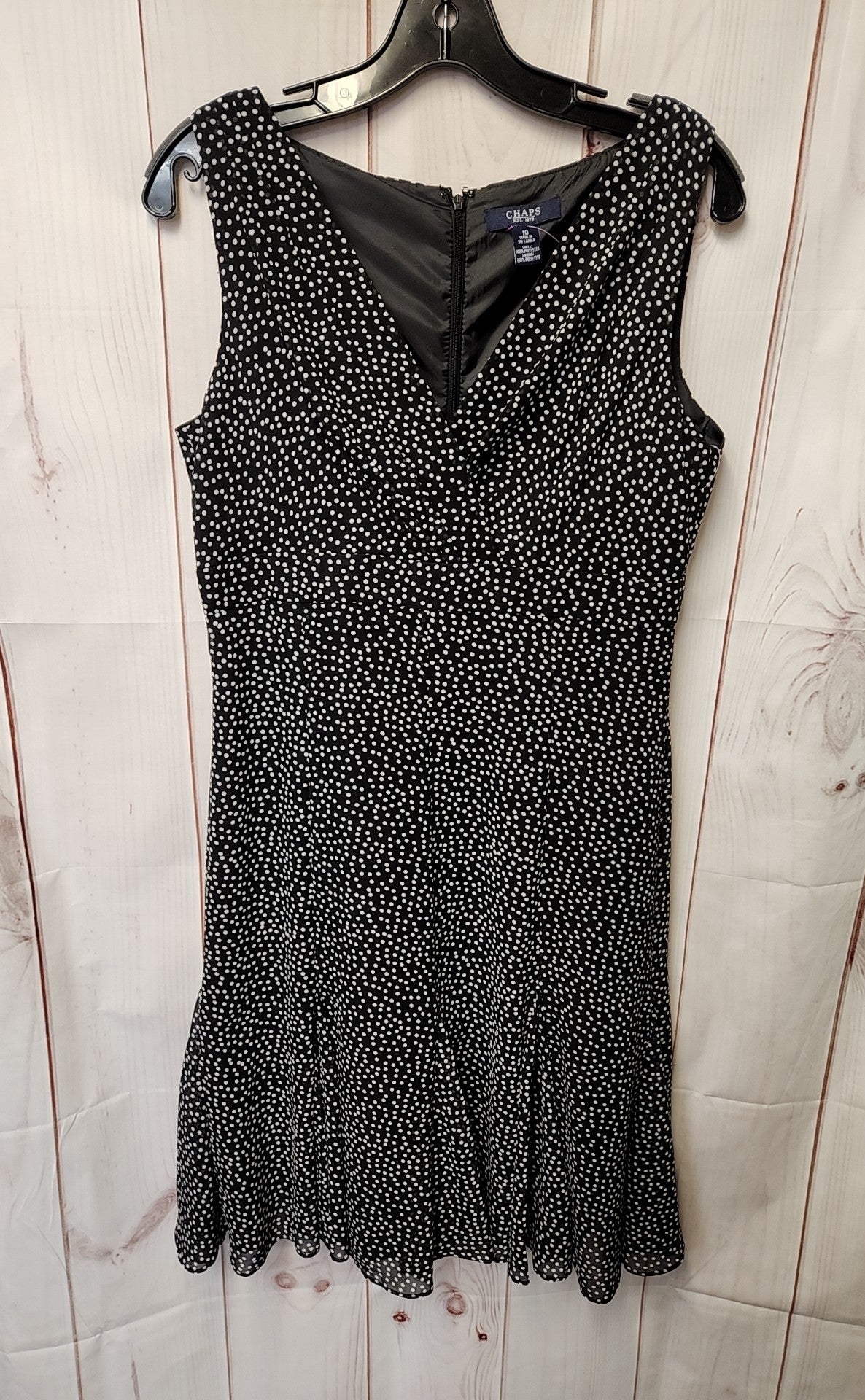 Chaps Women's Size 10 Black & White Polka Dot Dress