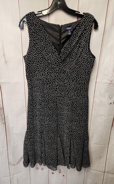 Chaps Women's Size 10 Black & White Polka Dot Dress