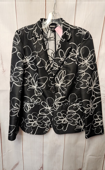 DKNY Women's Size 6 Black Floral Blazer