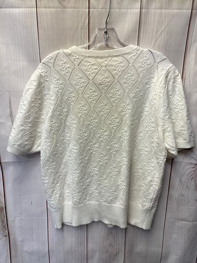 Cyrus Women's Size L White Knit Short Sleeve Top