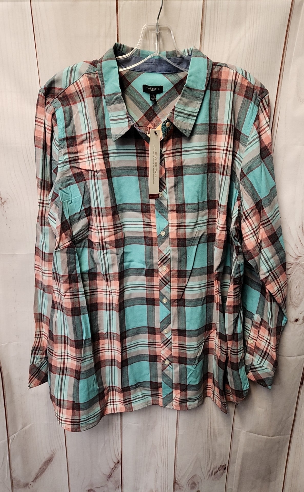NWT Talbots Women's Size 2X Blue Long Sleeve Top