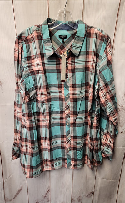NWT Talbots Women's Size 2X Blue Long Sleeve Top