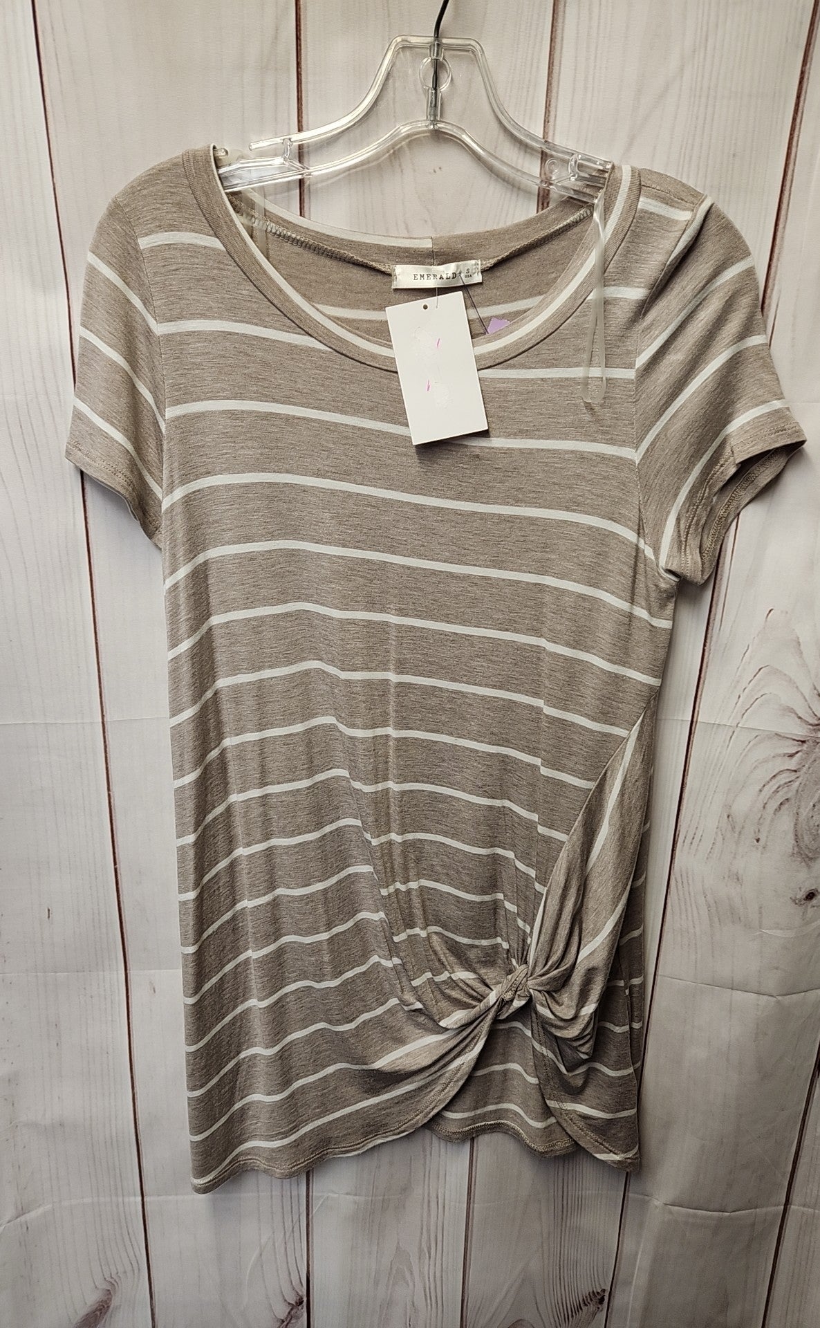 NWT Emerald Women's Size S Brown Short Sleeve Top