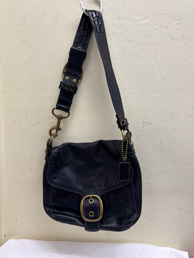 Coach 11419 Buckle Flap Crossbody Black Leather Purse Bag