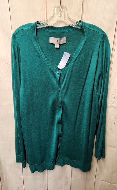 Avenue Women's Size 22/24 Teal Cardigan
