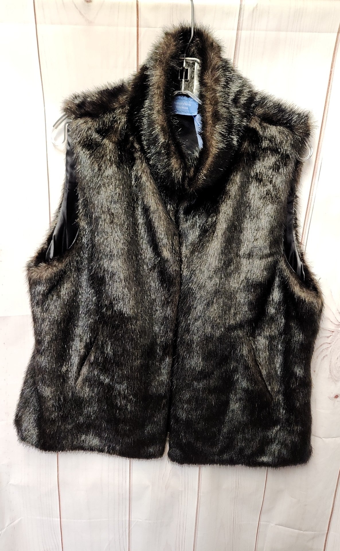 Simply Vera Women's Size XL Brown Faux Fur Vest