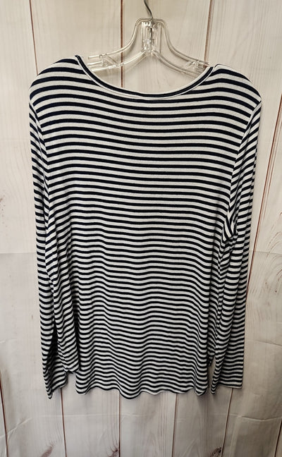 Old Navy Women's Size XL White & Blue Long Sleeve Top