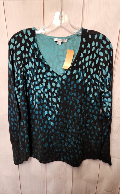 Chico's Women's Size M Black & Blue Sweater