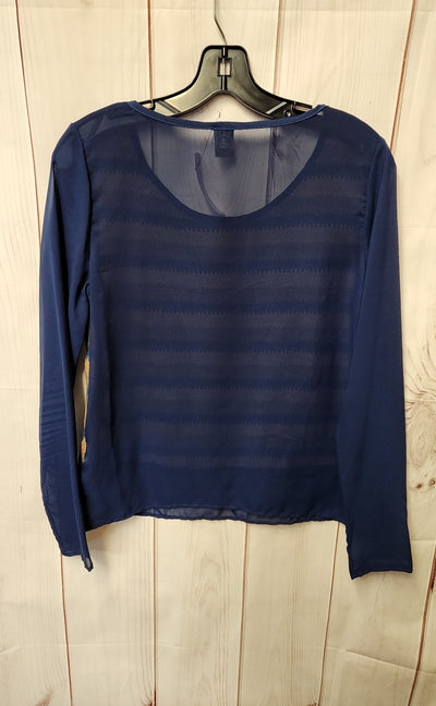 Paper Crane Women's Size S Blue & Brown 3/4 Sleeve Top