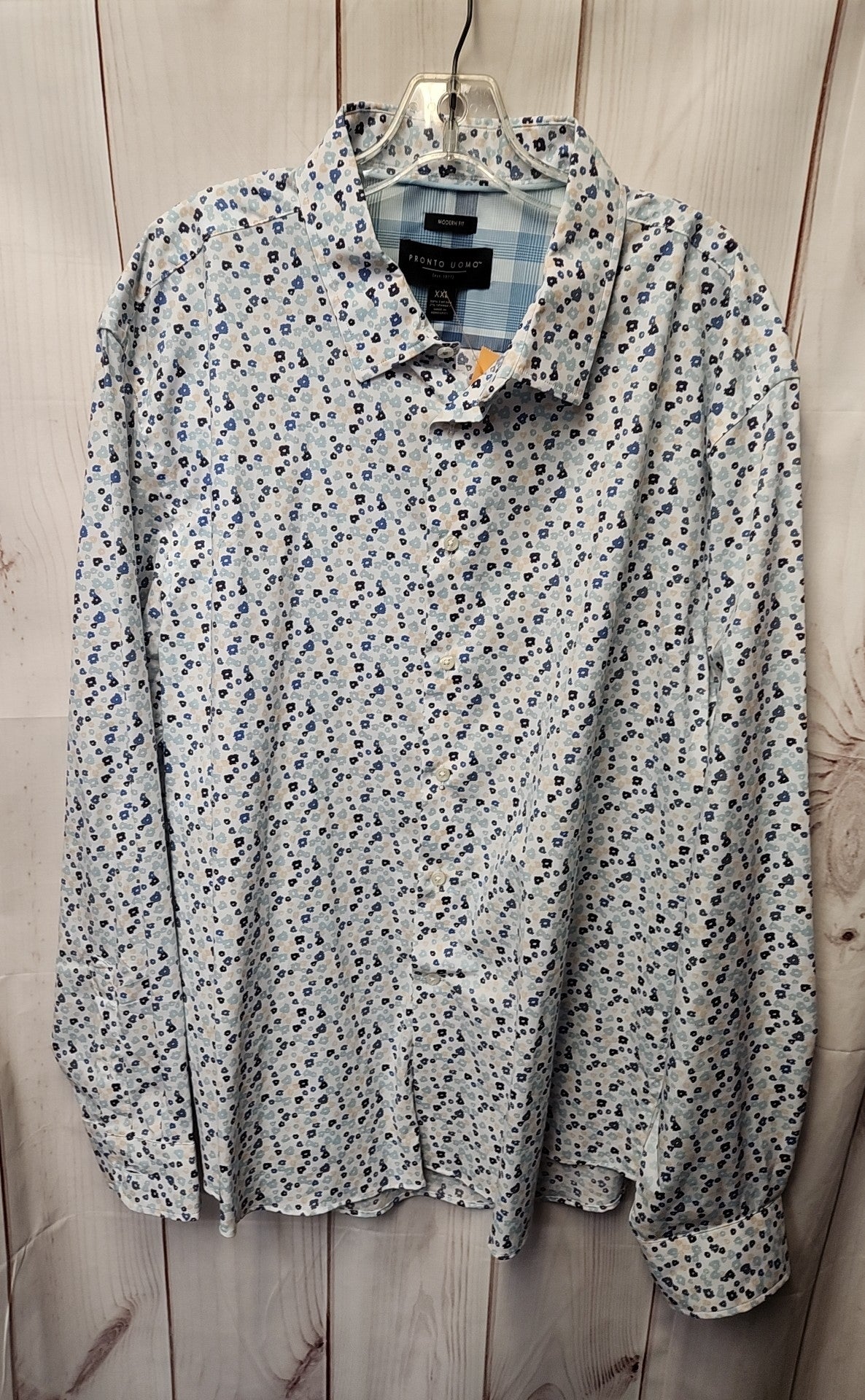 Pronto Uomo Men's Size XXL Blue Floral Shirt