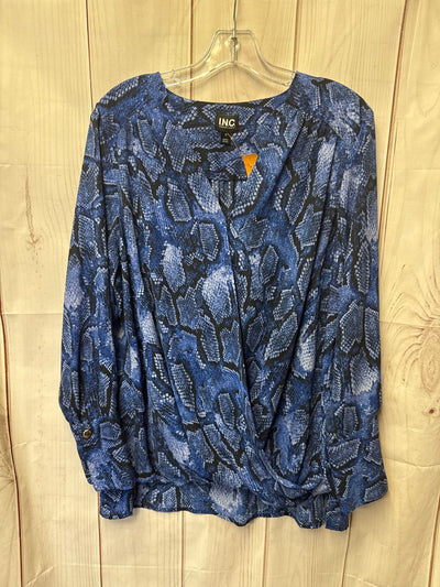 INC Women's Size 1X Blue Long Sleeve Top