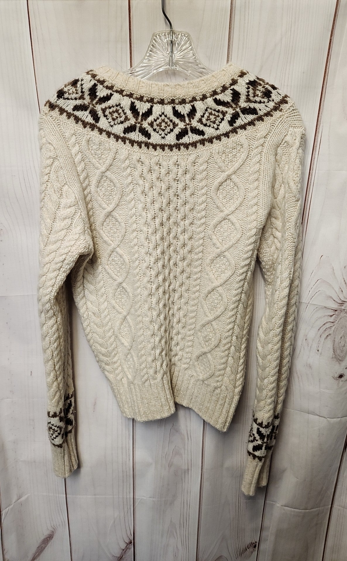 Polo by Ralph Lauren Women's Size M White Fair Isle Cable Knit Sweater