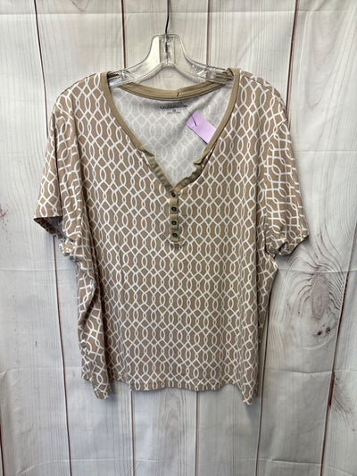 Croft & Barrow Women's Size 3X Beige Short Sleeve Top