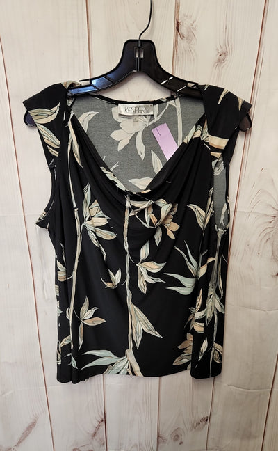 Kasper Women's Size XL Black Floral Short Sleeve Top