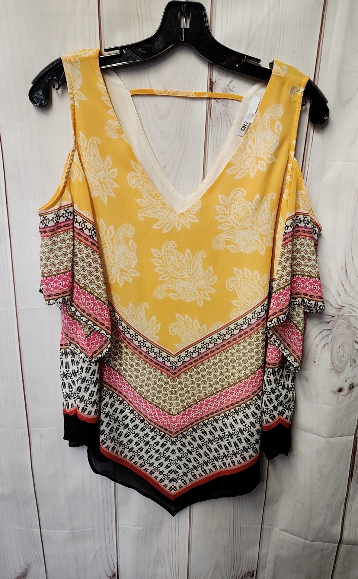 Dr2 Women's Size M Yellow Cold Shoulder Top