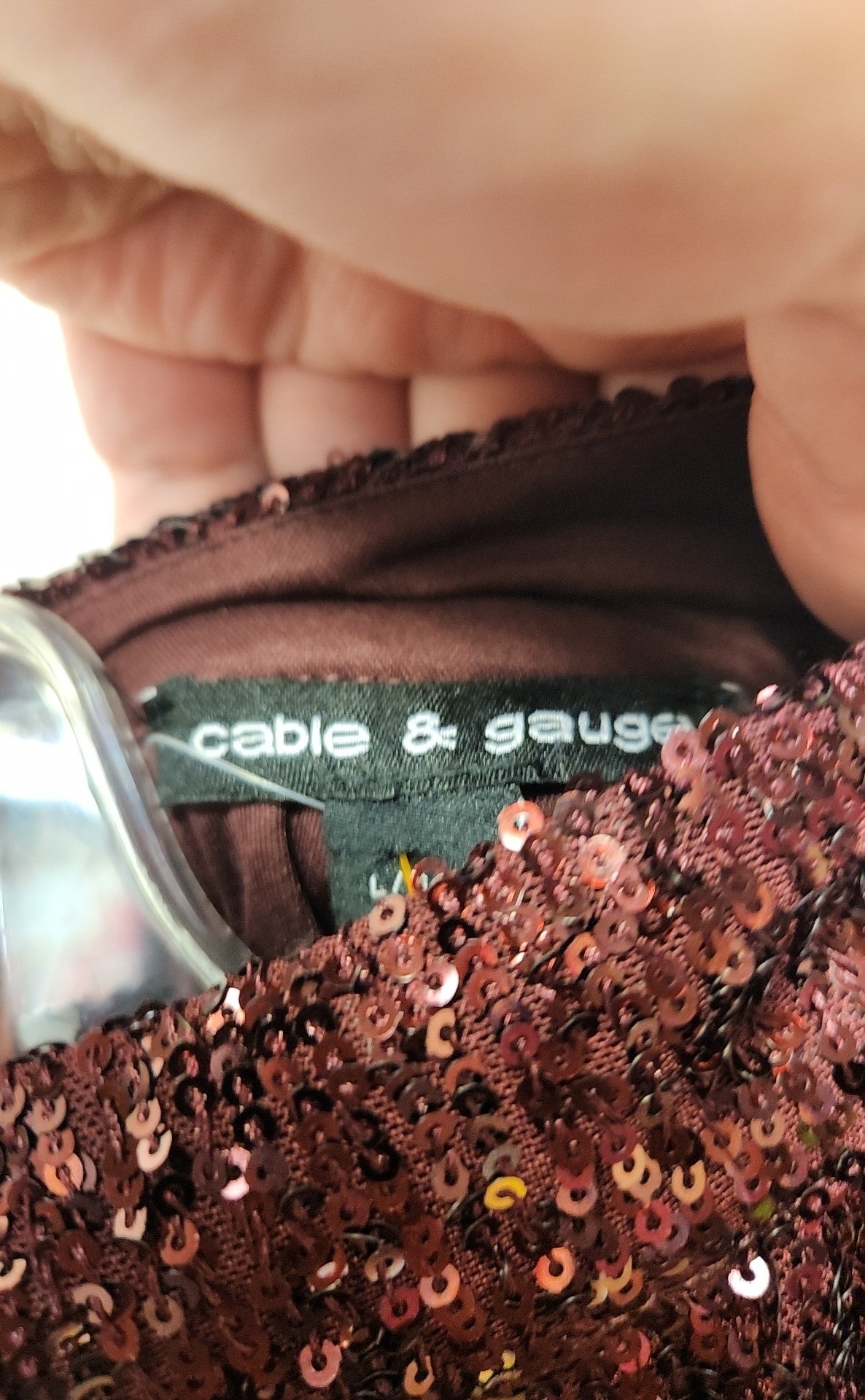 NWT Cable & Gauge Women's Size L Maroon Sequined Long Sleeve Top