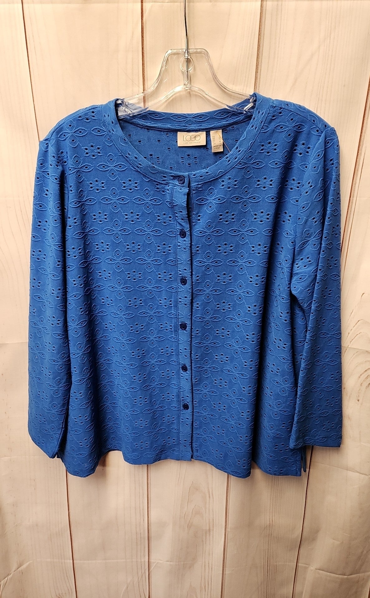 Logo Women's Size S Blue 3/4 Sleeve Top