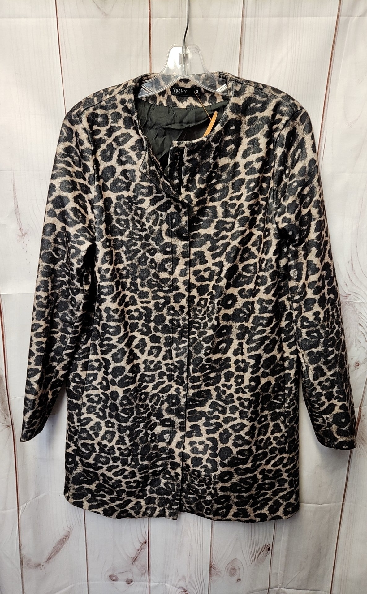 YMHY Women's Size M Brown Animal Print Coat