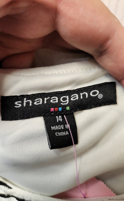 Sharagano Women's Size 14 White & Black Dress