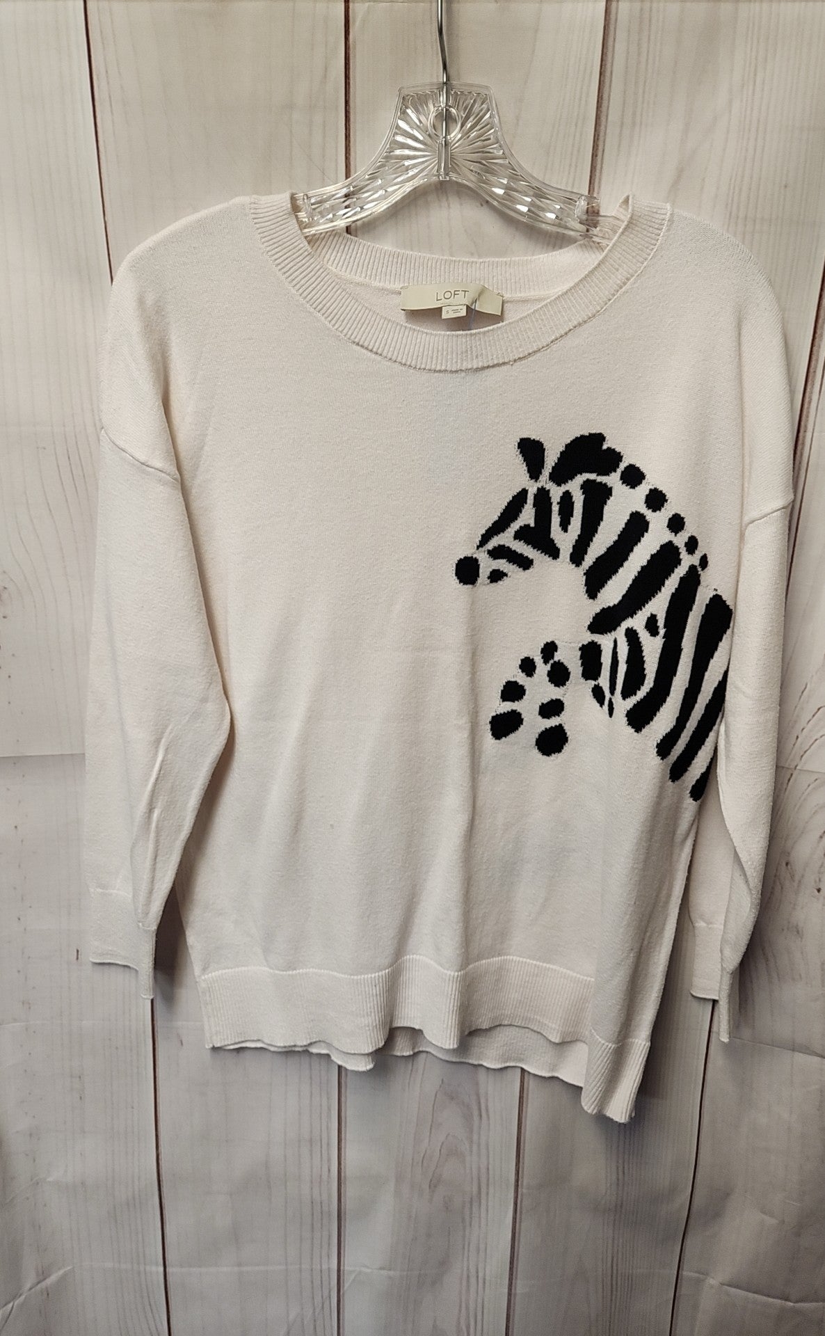 Loft Women's Size S White Animal Print Sweater