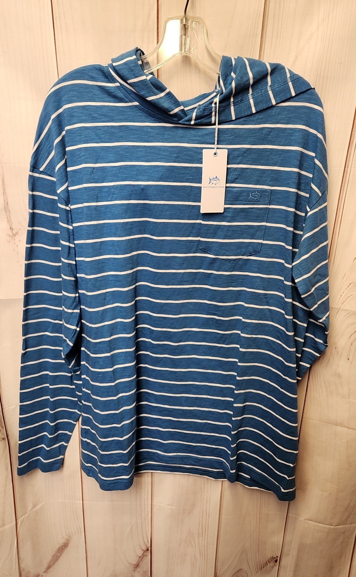 NWT Southern Tide Men's Size M Blue Hooded Shirt