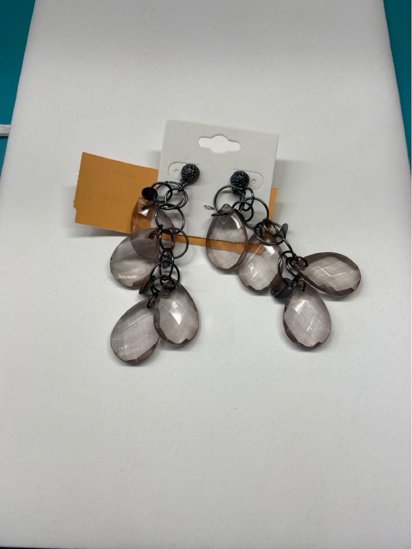 Gray Beaded Drop Earrings