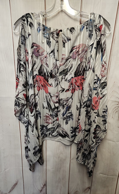 NWT Jessica Simpson Women's Size XL Gray Floral Cold Shoulder Top