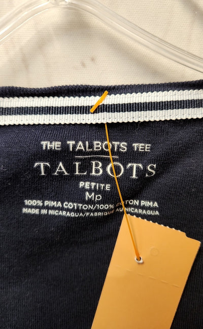 Talbots Women's Size M Petite Navy Short Sleeve Top